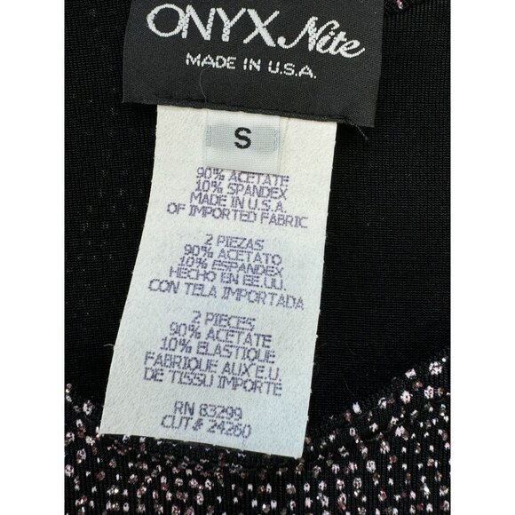 Onyx Nite Womens Beaded Long Sleeve Tank & Jacket Small Black & Pink Silver Glit - Picture 13 of 14